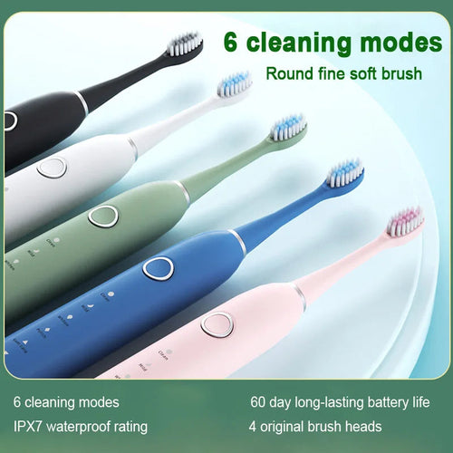 Smart Sonic Electric Toothbrush – 6 Modes, IPX7 Waterproof